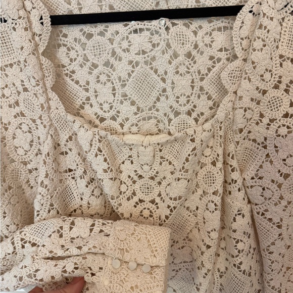 Sezane Cream Lace Women's Top - Picture 4 of 7